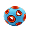 Blue and orange puzzle ball toy on a white background