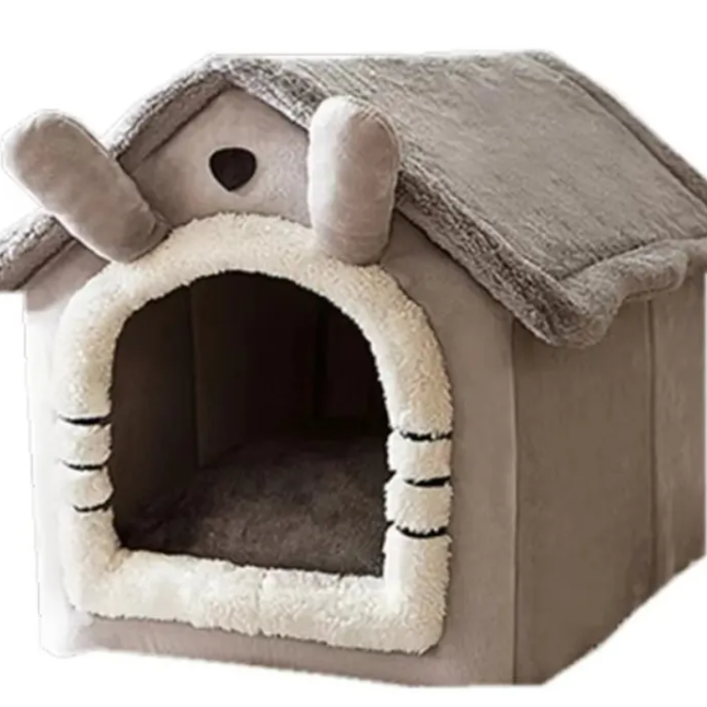 Pet house with a cozy interior on a white background