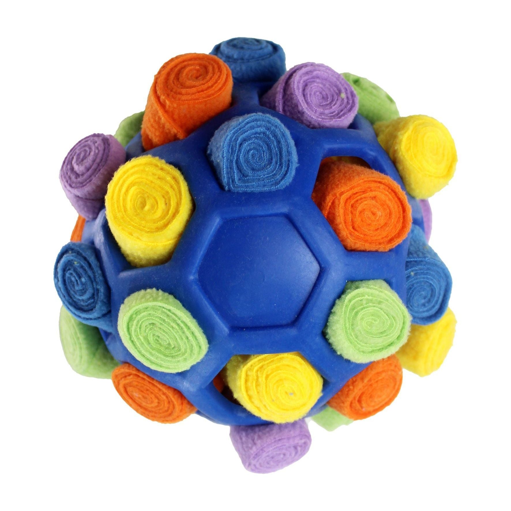 Colorful textured ball toy on a white background