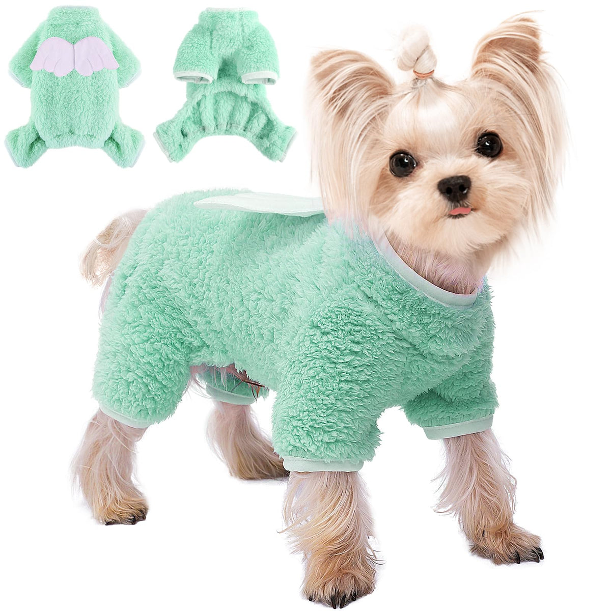 Fleece Dog Pajamas & Sweater Onesie — Warm Winter Dog PJs for Small Dogs & Cats (Small)