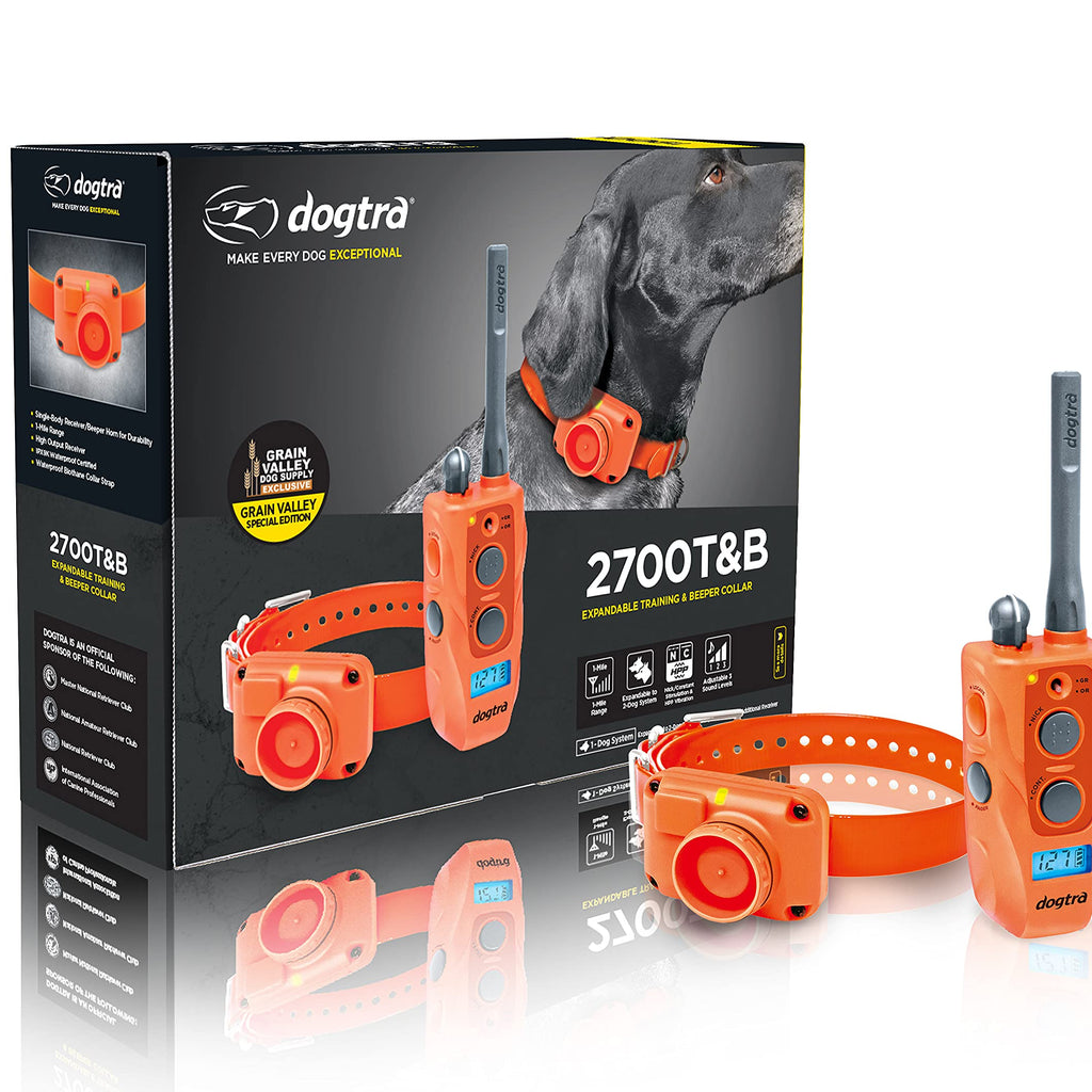 Dogtra 2700T&B dog training collar packaging with product display.