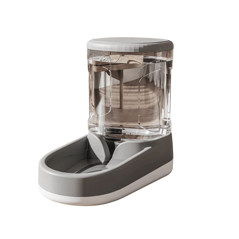 Gray and clear pet feeder on a white background