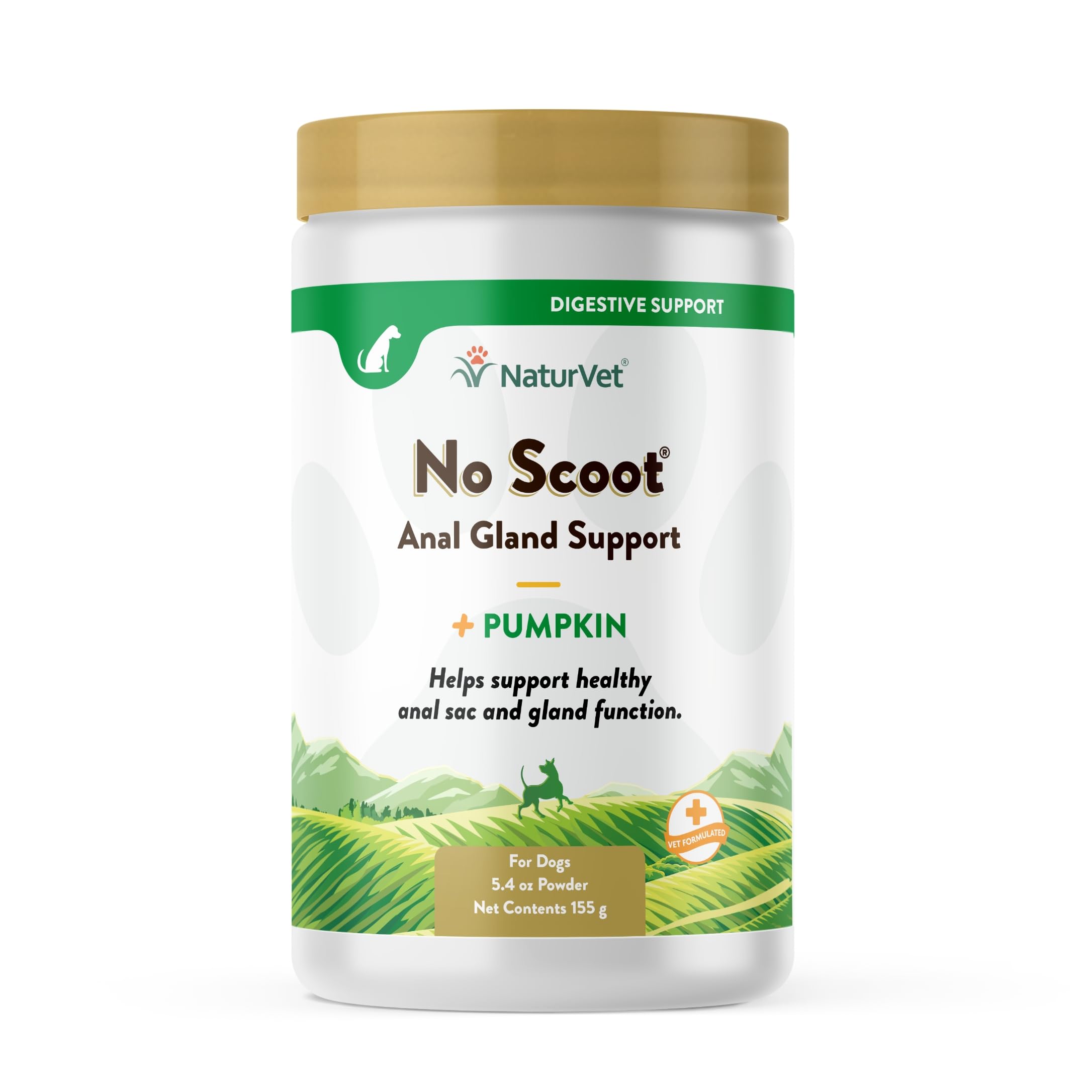 NaturVet No Scoot Anal Gland Support supplement container on a white background