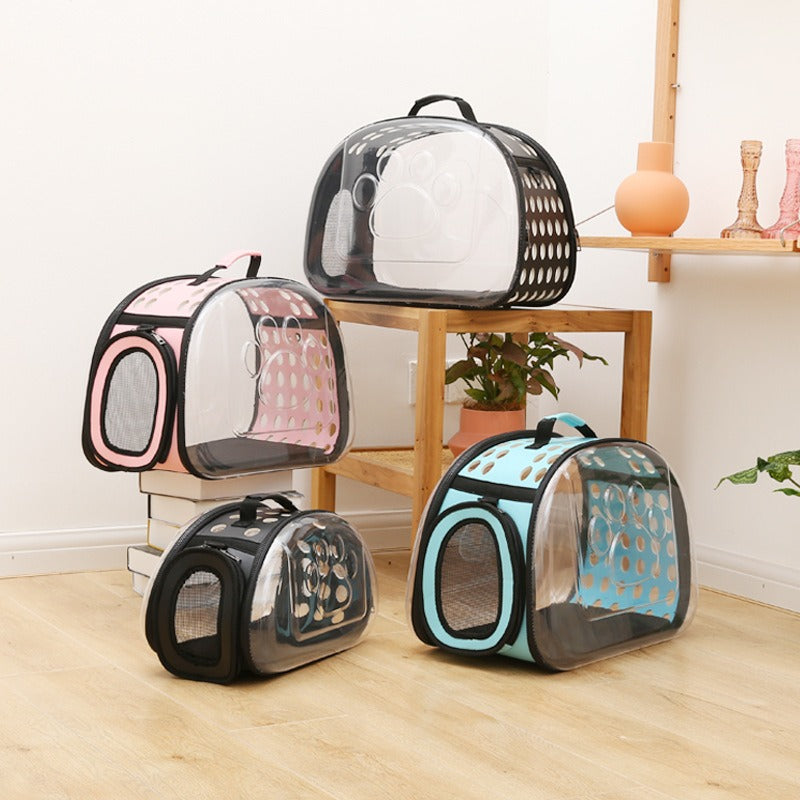 Foldable PVC Pet Carrier Bag for Cats & Dogs