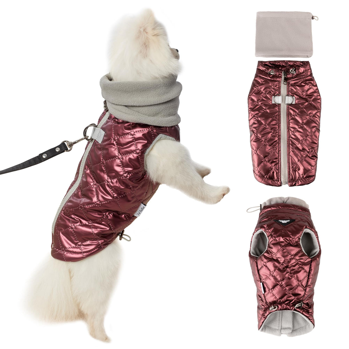Petbaronet Fleece Dog Winter Coat with Snood & Leash Rings