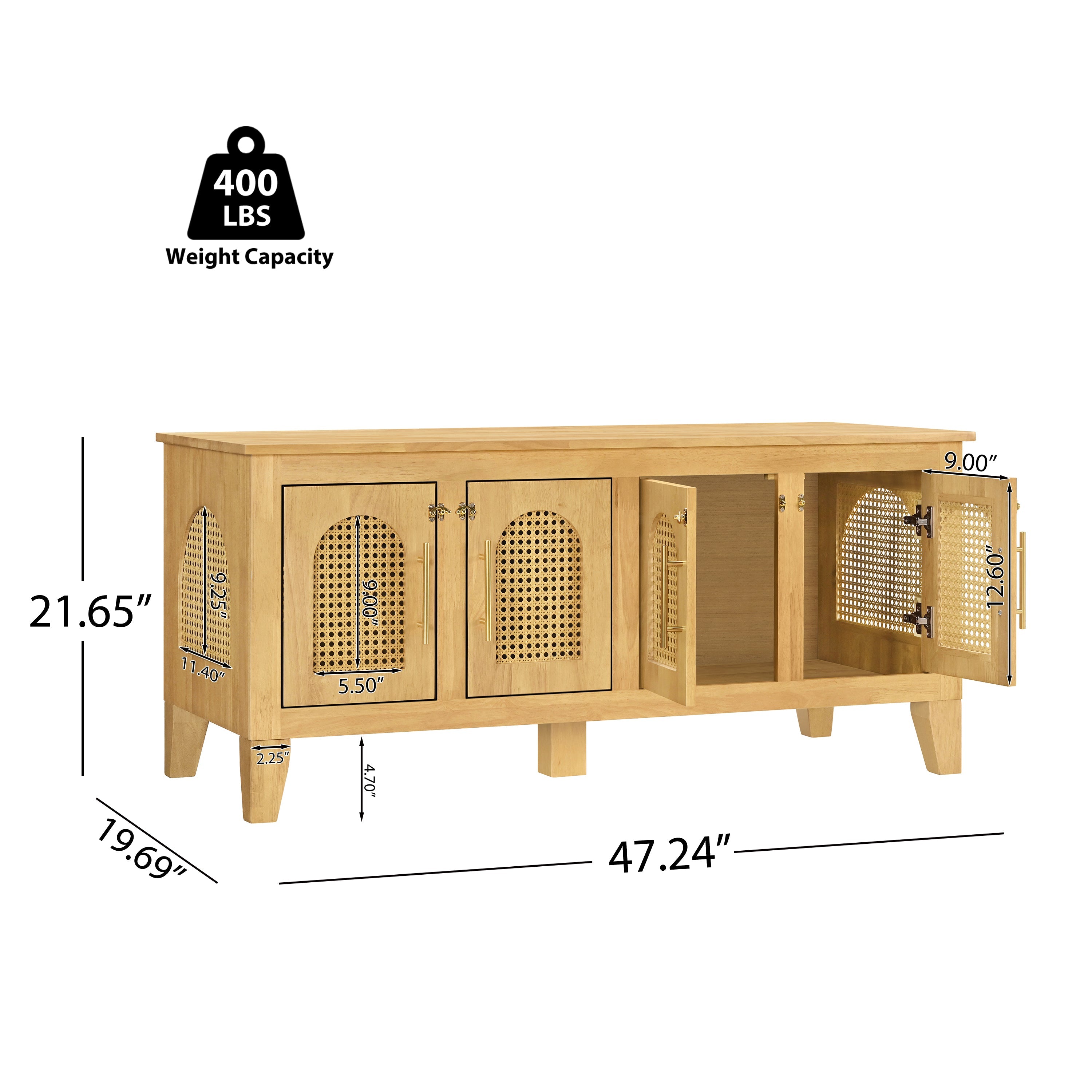 Wooden pet enclosure with dimensions and weight capacity on a white background