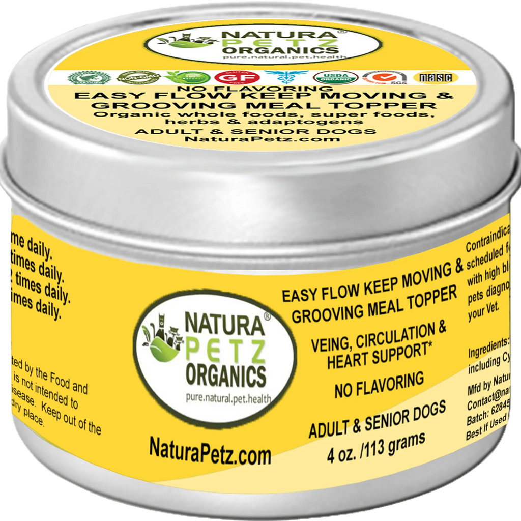 "Natura Petz Organics Easy Flow Keep Moving & Grooving Meal Topper for Adult & Senior Cats - Vein, Circulation & Heart Support - 4 oz / 113g tin"