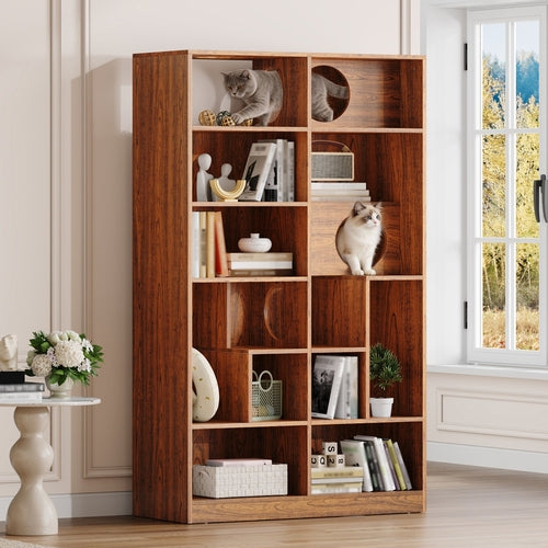 2-in-1 Cat House Bookshelf & Display Cabinet