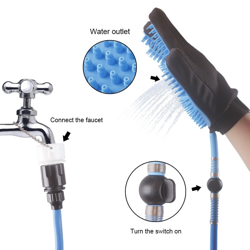 Handheld Pet Shower Sprayer & Massage Brush 
