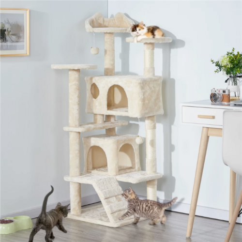 Cat Tree with Stairs, Sisal Scratching Posts & Cozy Houses