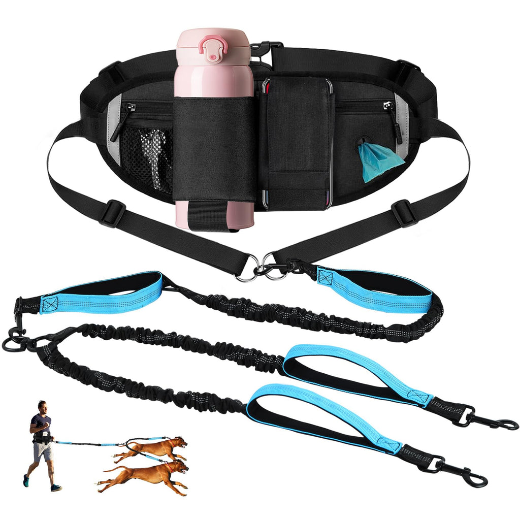 Hands Free Dual Dog Leash with Adjustable Waist Belt