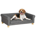 PawHut Modern Dog Sofa Bed — Elevated, Removable Cushion, Birch Legs, 55lb Rated (Dark Grey, 42")