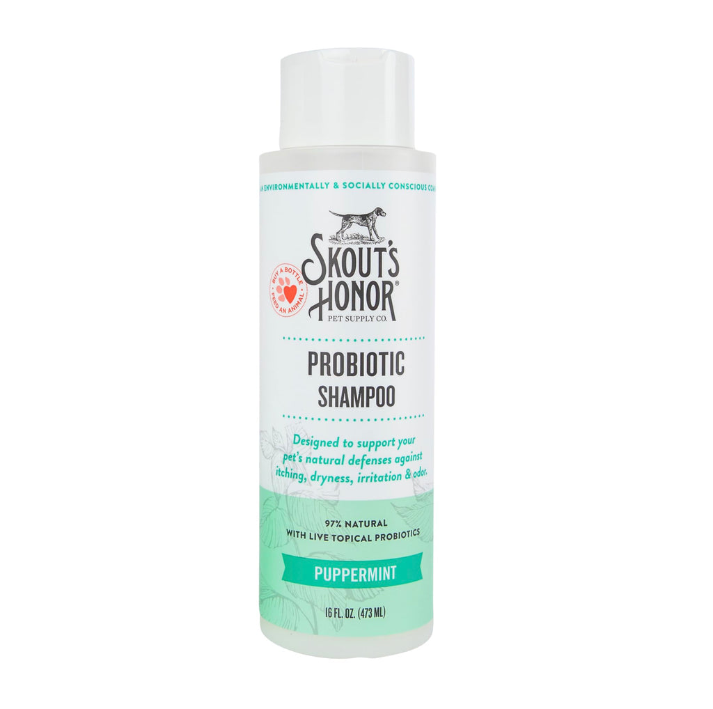 Skout's Honor Probiotic Shampoo bottle on a white background
