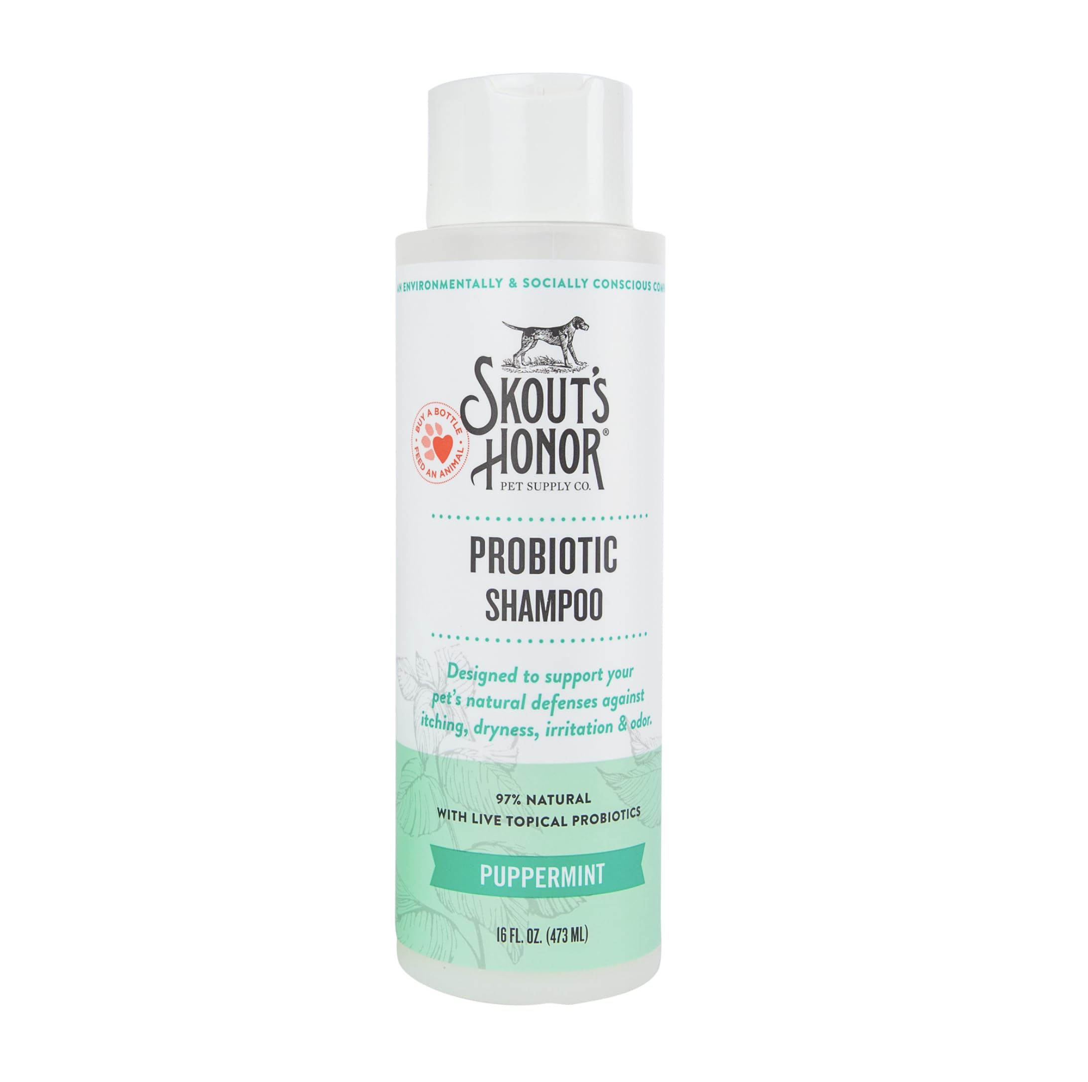 Skout's Honor Probiotic Shampoo bottle on a white background