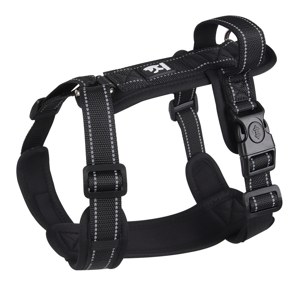 Black dog harness on a white background