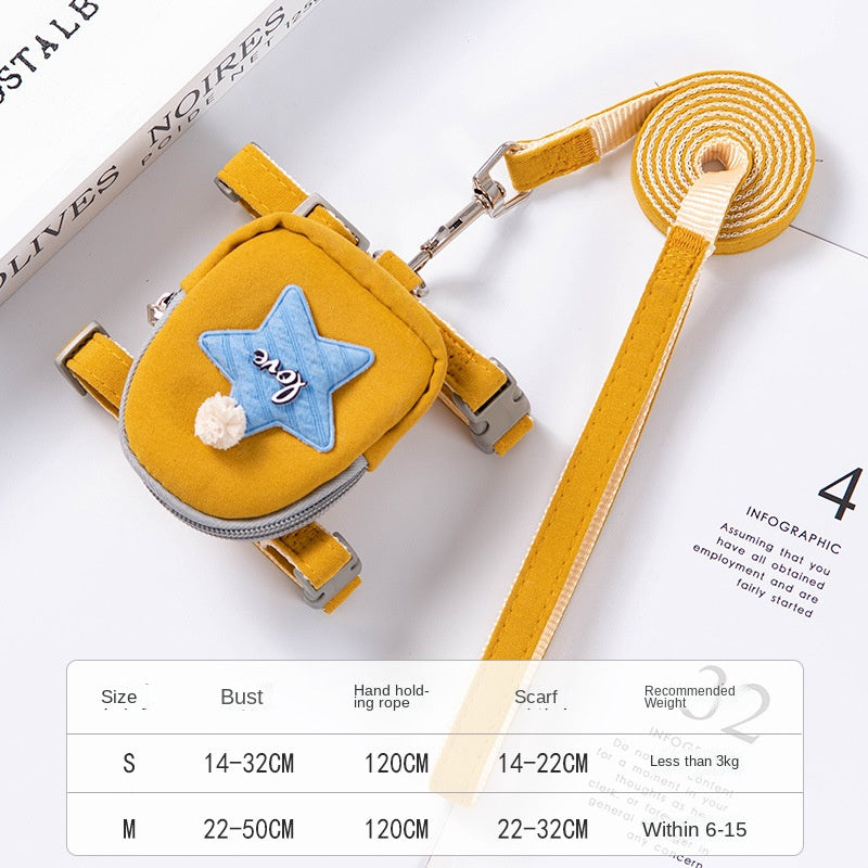 Yellow children's bag with a star design on a white background