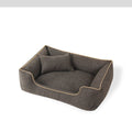 Small Dog Bed with Pillow | Washable | Silver Gray, Dark Brown & Navy Blue