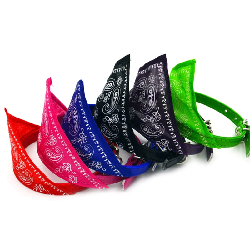 Colorful bandanas in various patterns on a white background