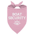 Pink bandana with 'BOAT SECURITY' text and ship wheel graphic on a white background