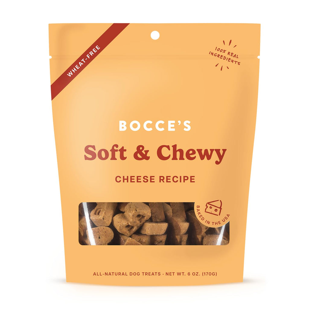 Bocce's Bakery Soft & Chewy Cheese Dog Treats — Wheat-Free, Baked in USA (6oz)