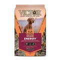 Victor Super Premium Dog Food package with a dog on a camouflage background