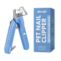 Blue pet nail clipper with packaging on a white background