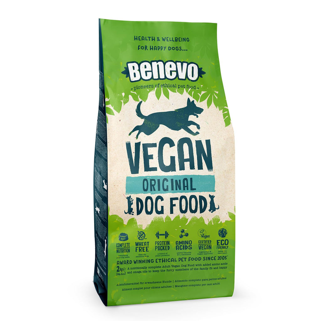 Benevo Vegan Original Dog Food package on a white background