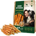 Package of 'Ved' Cod Sticks with Chicken for dogs, featuring a woman and dog on the label.