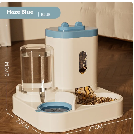 Slide-Cover Automatic Pet Feeder & Water Dispenser for Dogs & Cats