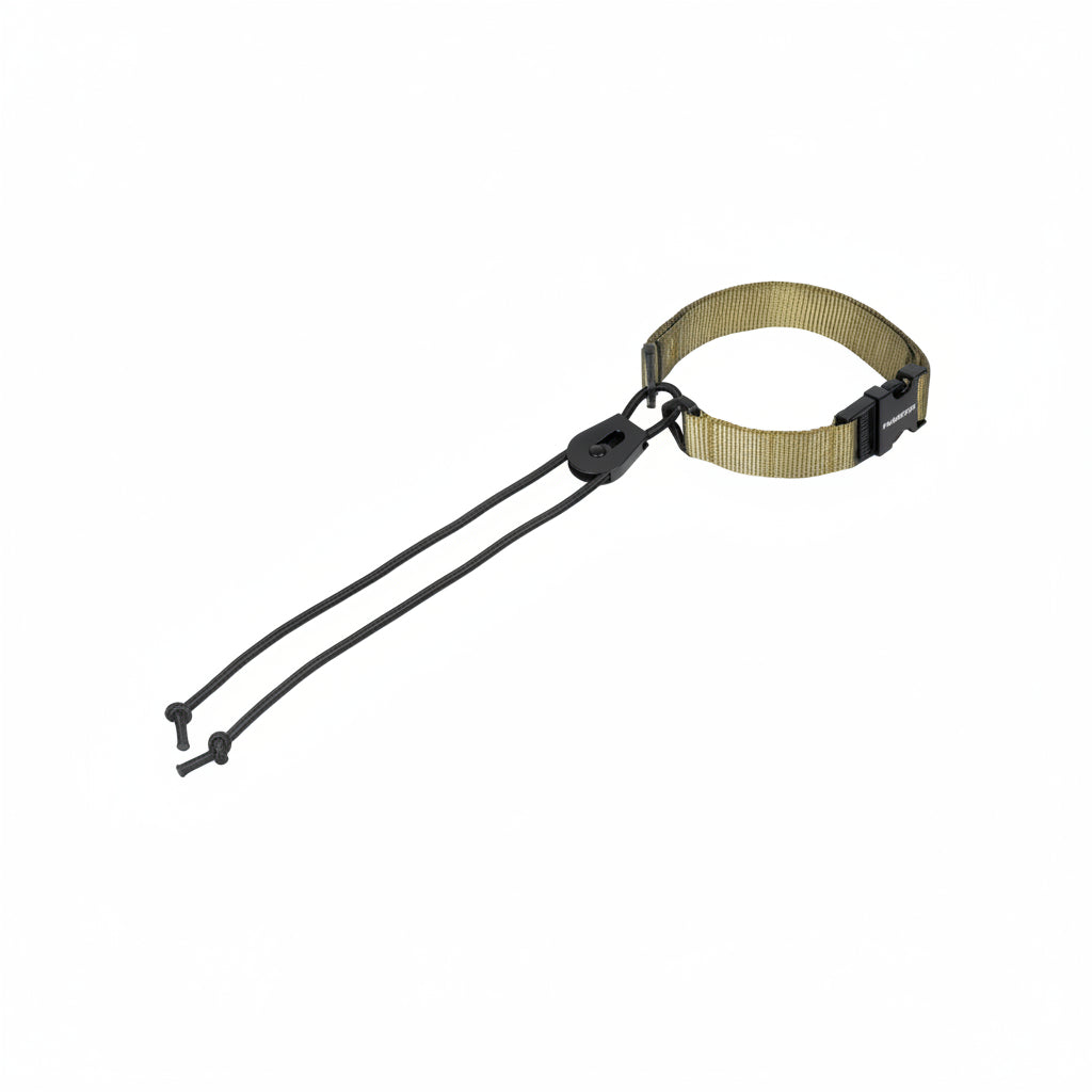 Kevlar lanyard with a green strap on a white background