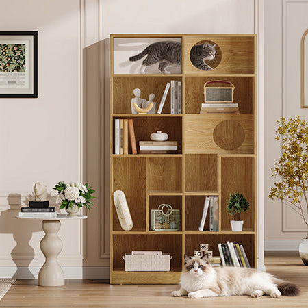 2-in-1 Cat House Bookshelf & Display Cabinet
