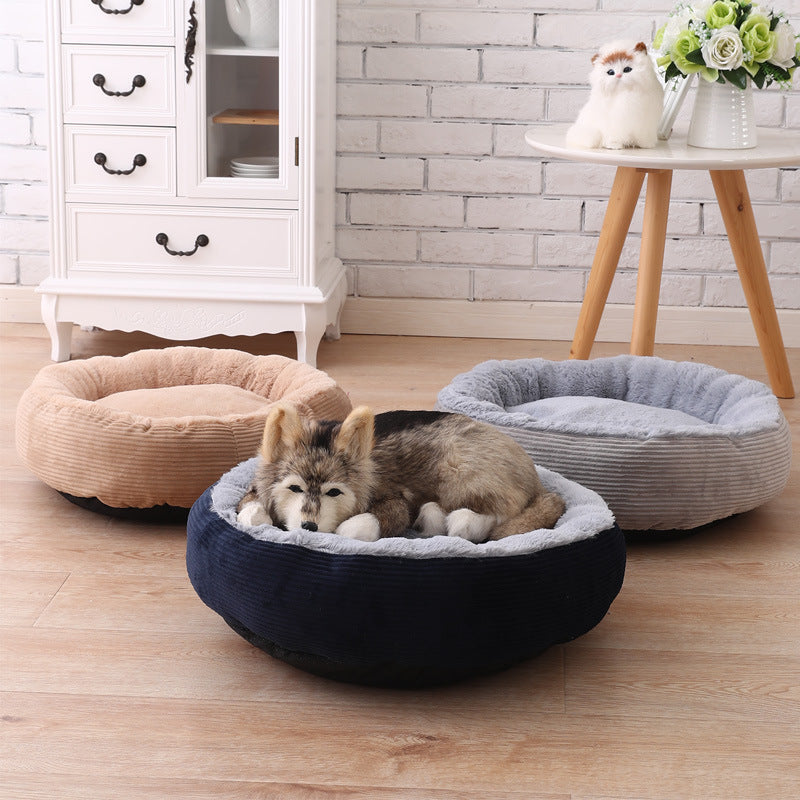 Warm Round Pet Nest Bed – Washable & Indestructible Options