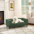Modern Dog Sofa Bed with Armrests & Backrest – Olive Green Linen Pet Couch