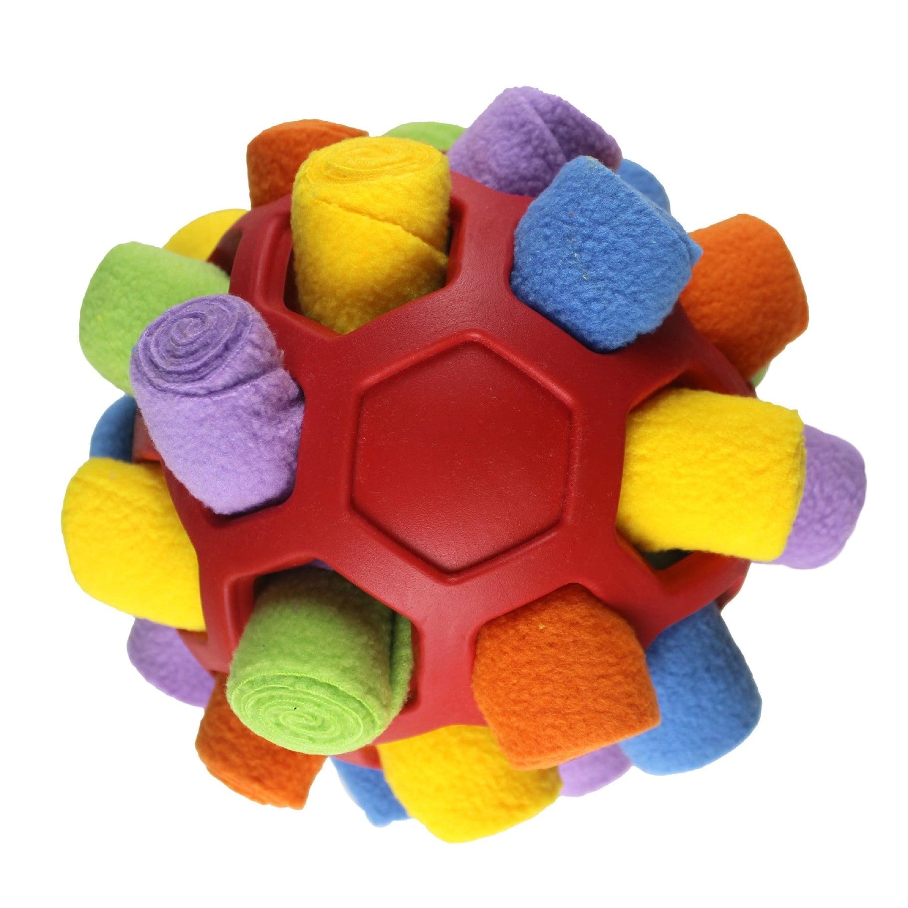 Colorful textured ball toy on a white background
