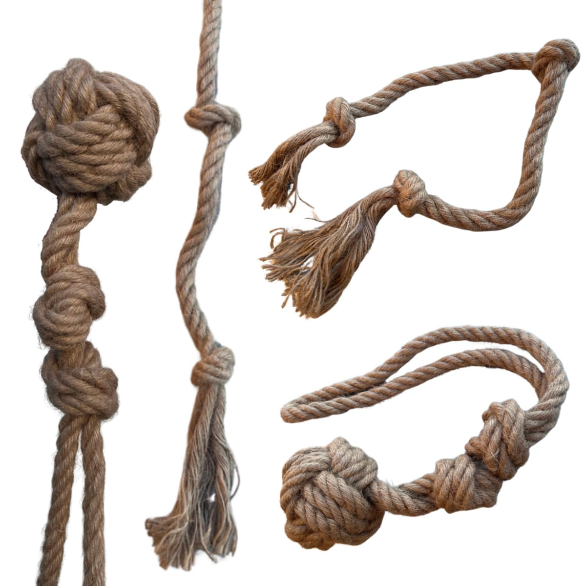 Natural Toy Rope Natural Hemp Rope Dog Toys for Aggressive Chewers | Set of 2 – Fetchingco