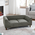 Modern Rectangular Dog Sofa — Linen, Rubber Wood Frame, Backrest & Armrests, Foam Cushion (Dark Grey, 39.5")