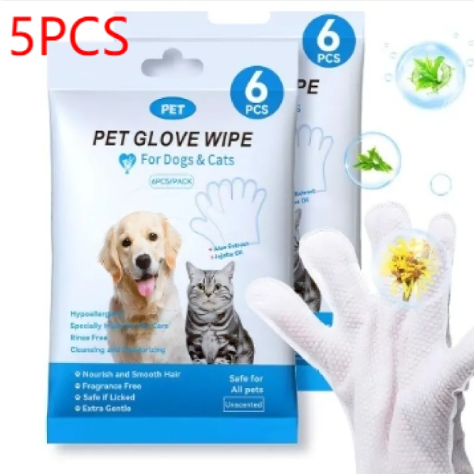 Pet Grooming Wipes & Cleaning Gloves for Dogs & Cats
