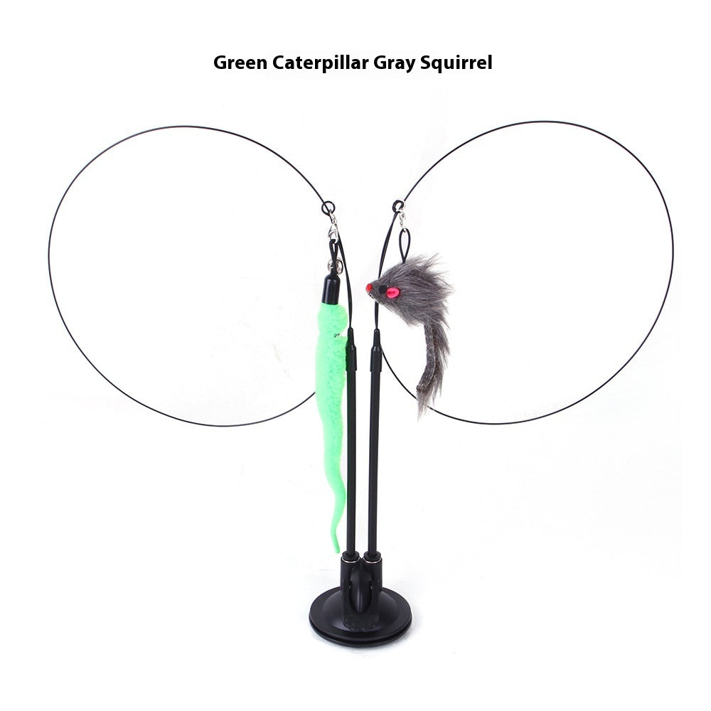 Suction Cup Cat Teaser Toy with Swappable Attachments