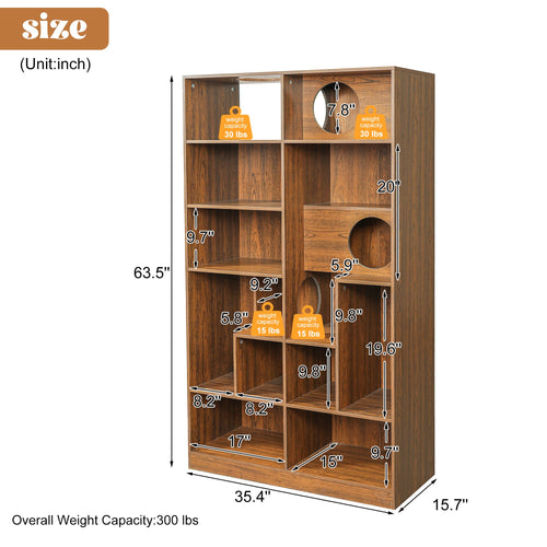 2-in-1 Cat House Bookshelf & Display Cabinet