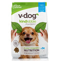V-dog kindkibble MiniBites dog food package with a dog and leaves on a white background