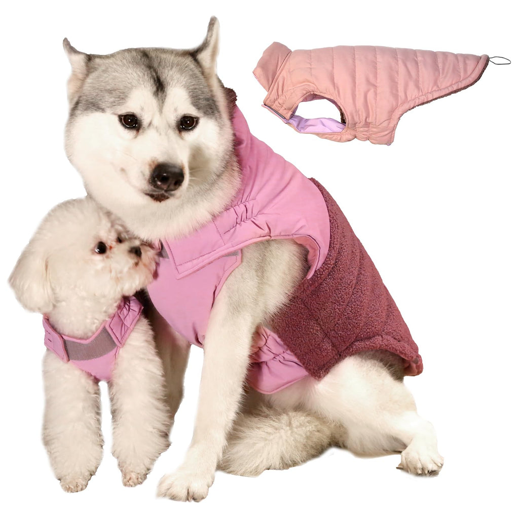 Furmate Reversible Waterproof Dog Jacket with Reflective Strip