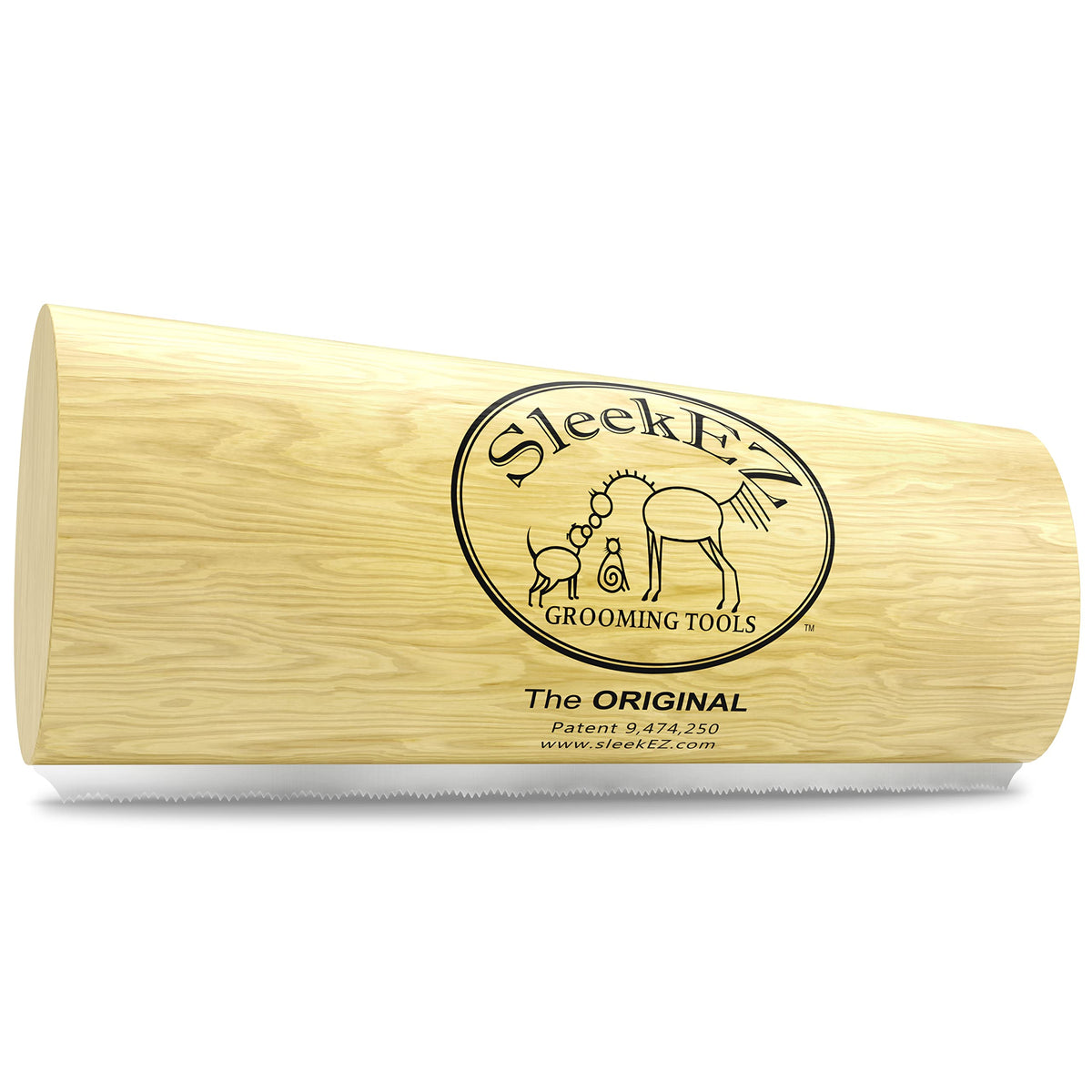 SleekEZ Patented De-shedding Dog Brush — All Coat Types, Painless, Multi-Surface Hair Removal (5")