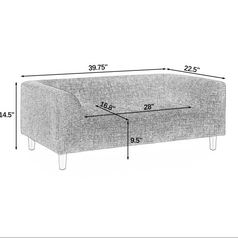 Modern Rectangular Dog Sofa — Linen, Rubber Wood Frame, Backrest & Armrests, Foam Cushion (Dark Grey, 39.5")