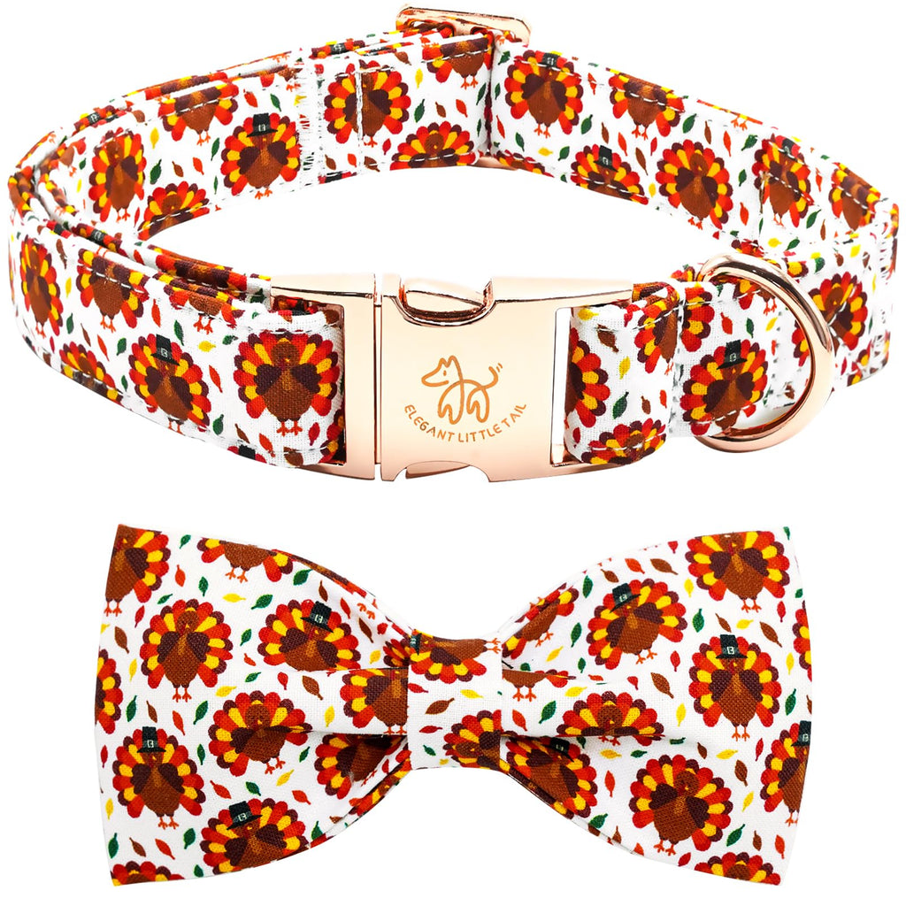 Dog collar and bow tie set with floral pattern on a white background