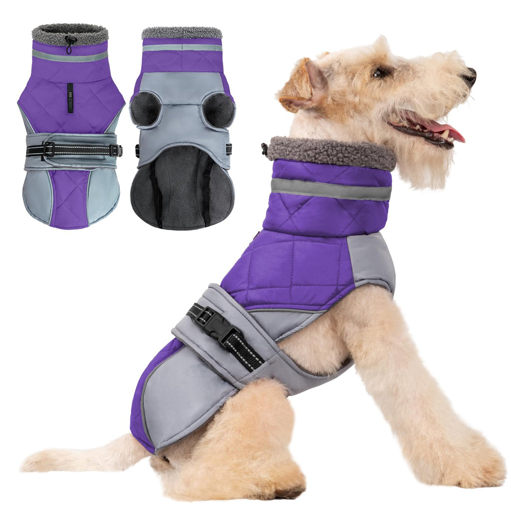 Aimydog Windproof Coral Fleece Dog Coat with Reflective Strip