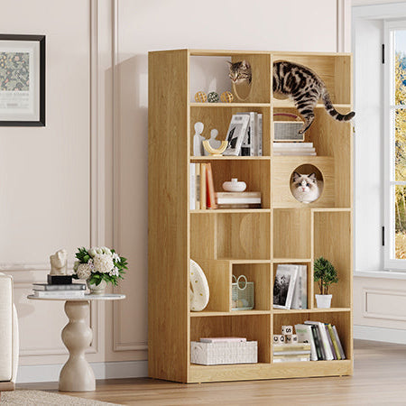 2-in-1 Cat House Bookshelf & Display Cabinet