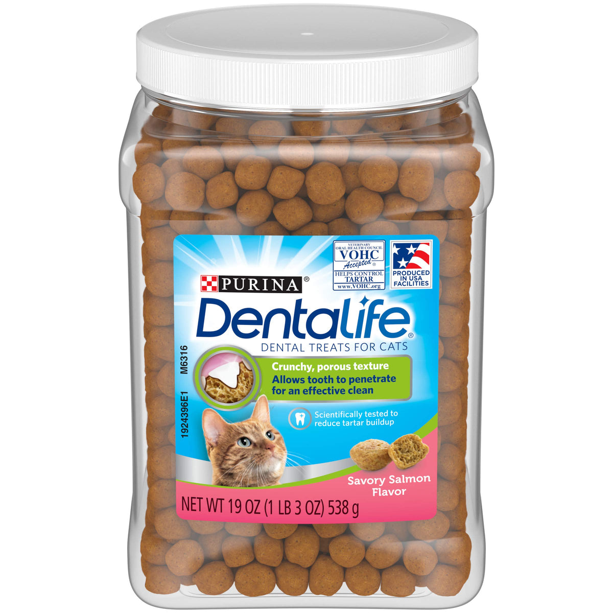 Purina DentaLife Adult Cat Dental Treats — Savory Salmon Flavor (1.19lb Canister)