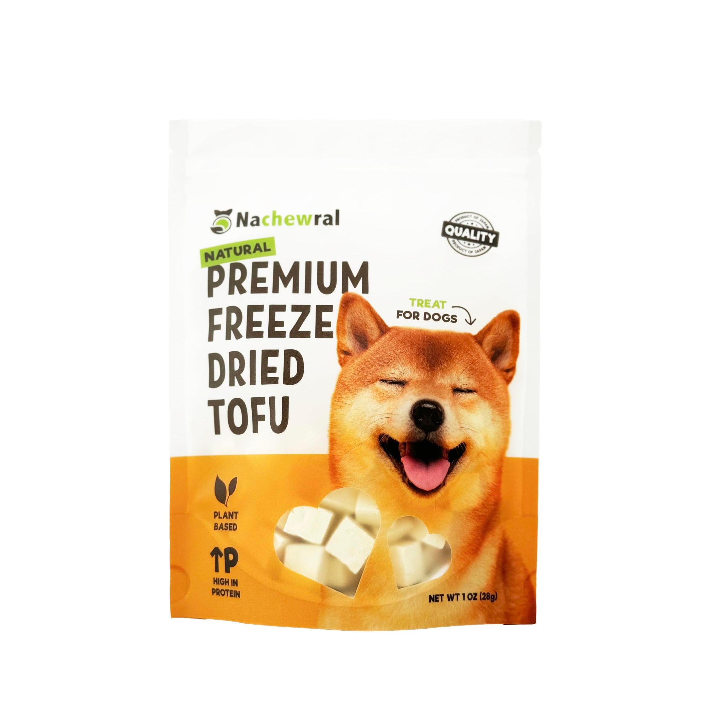 Package of Nachewral premium freeze-dried tofu for dogs on a white background