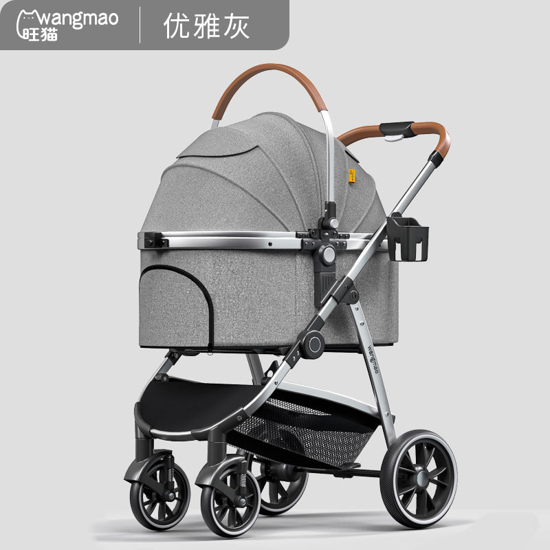 Luxury Folding Pet Stroller for Medium Dogs – Aluminum Frame