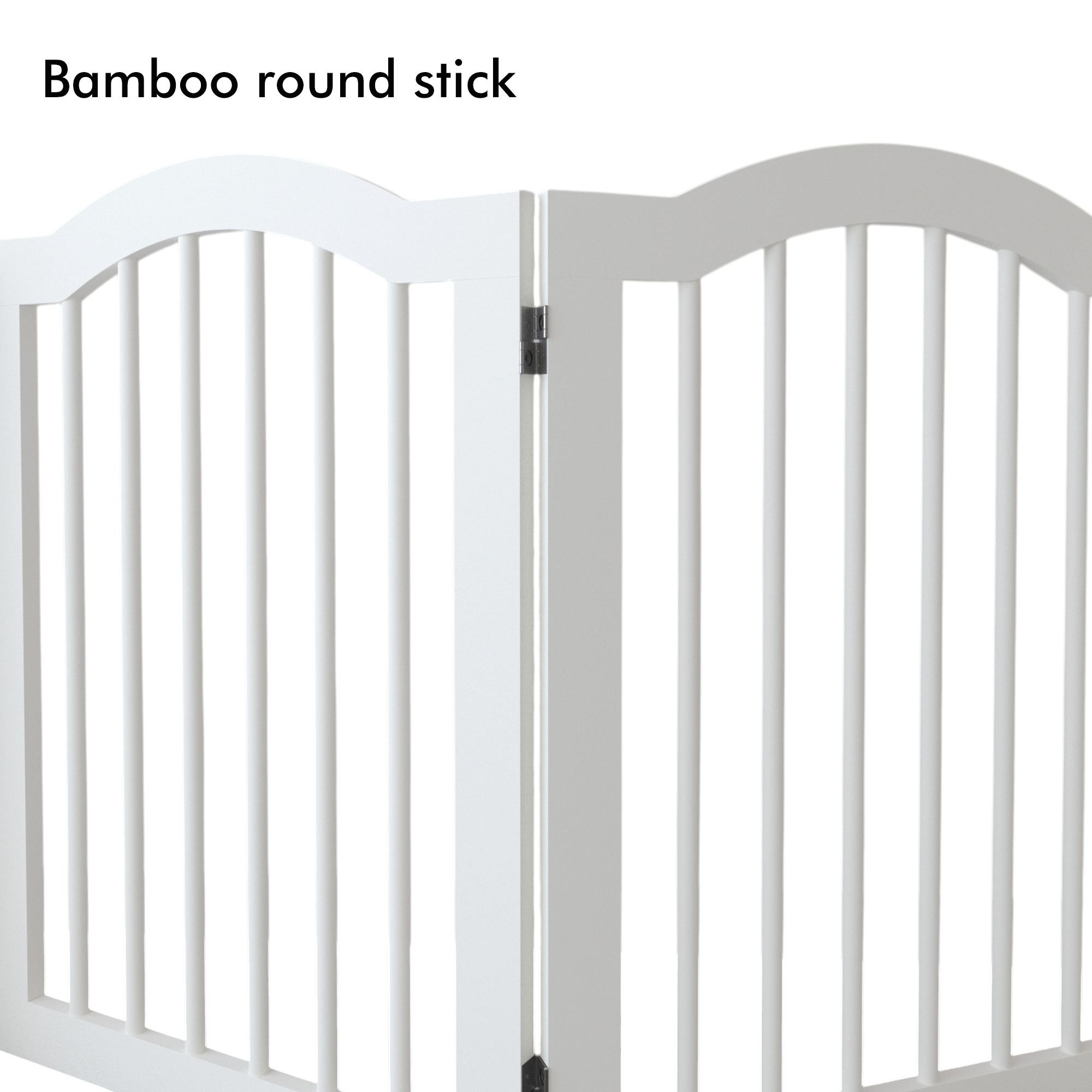 White pet gate with bamboo round stick on a white background